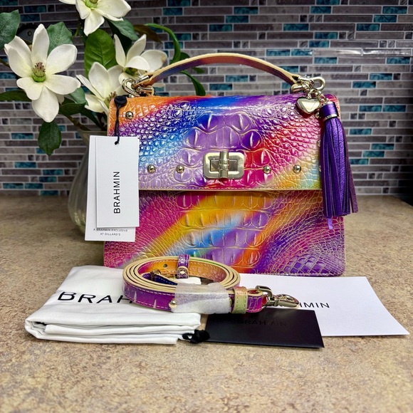 NWT Brahmin Small Hallie Multi Gumdrop rainbow purse - Picture 1 of 7